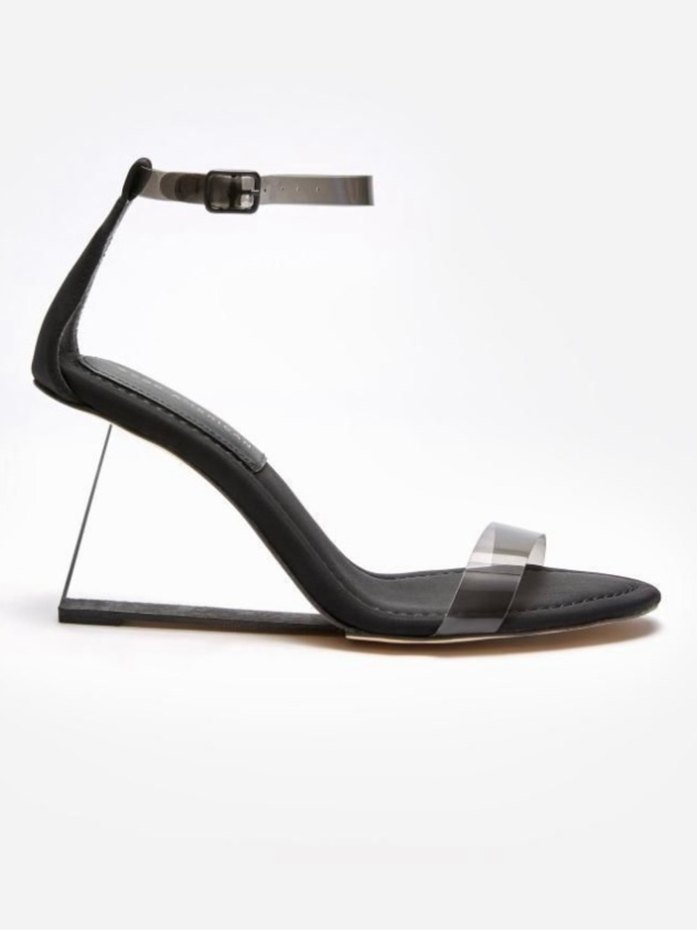 Good American Black Wedge Sandal with Clear Straps